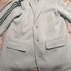 IVY PARK Light Gray Blazer with Green Stripes